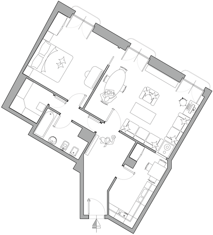Superior One bedroom apartment - Plan